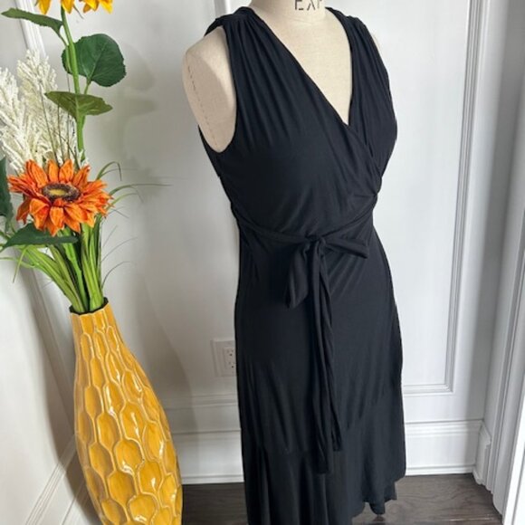 Athleta Wrap Surplice Black Knit Dress - Picture 2 of 16